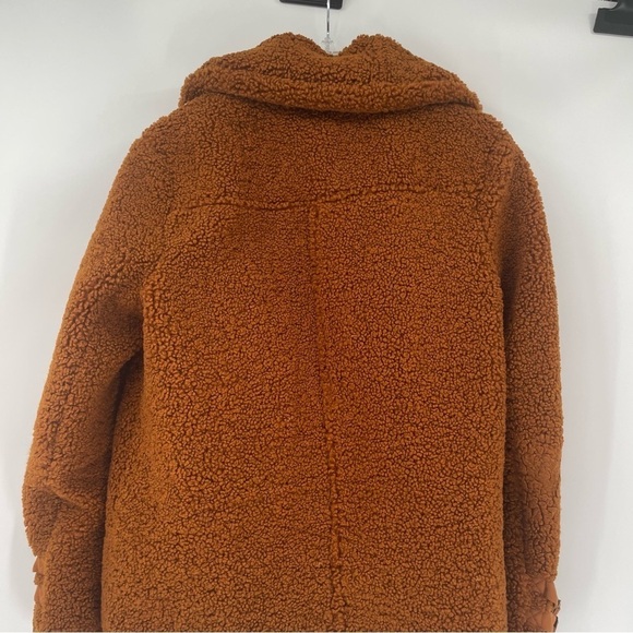 Marrakech Anthropologie Women size Small brown fuzzy Teddy Moto zip jacket - Picture 14 of 15